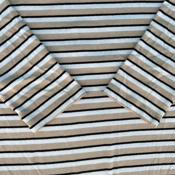 St John's Bay 3/4 Sleeve Boat Neck Top Petite Medium 100% Cotton Stripes - Picture 10 of 15